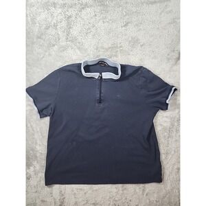 Michael Kors Men's Polo Zip Short Sleeve Shirt Size Large Navy Midnight Blue New